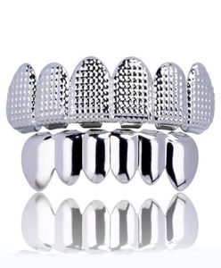 New 18K Real Gold Plated Punk Hip Hop Teeth Grillz Dental Mouth Fang Grills Up Bottom Tooth Cap Cosplay Party Rapper Jewelry Gifts4165001