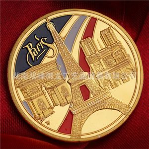 Arts and Crafts moneta d'oro colorata di moneta commemorativa per l'architettura a Parigi