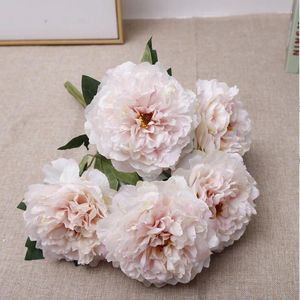 Decorative Flowers Simulated European 5-Head Imperial Concubine Peony Bouquet Wedding Year Interior Decoration Artificial Ornaments