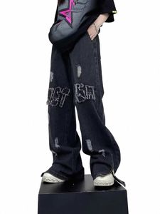 baggy Jeans Pants For Men Clothing Ankle Zipper Straight Old Denim Trousers Pantales Hombre Man Clothing 2024 Cyber Y2K Fio 91Z4#