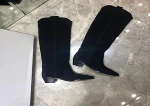 أحذية الموضة في موسم الأحذية Isabel Paris Marant Boots Denvee Black Suede Kneehigh Boots Western7808406