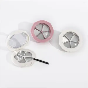 Storage Bottles With Mirror Empty Eyeshadow Case Flower Shape Clear Lid Cosmetic Sample Container Refillable Lipstick Plate Box Outdoor