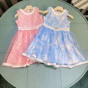 Luksusowa odzież dla dzieci księżniczka Sheer Lace Sukienka 2024 Summer New Girl Princess Sukienka bez rękawów