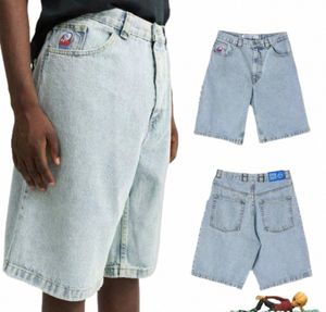 Y2K Big Boy Short für Männer Streetwear Baggy Jeans Stickerei Denim Freizeit Kurzer Mujer Hot Traf Men Shorts Jean Skate Jeans Männer Q1P0##