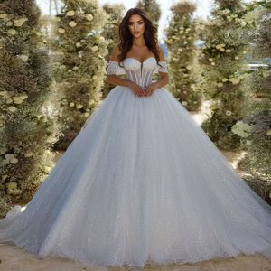Suknie ślubne sukni w fascie 2024 Ukochana z ramion vester novia błyszcząca koronkowa szat de Mariee 0605