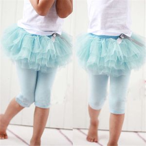 3 Farben Kindermädchen Rock Tutu Culottes Leggings Gaze Hosen Party-Röcke mit Bogendanzkleidung 0-3 Jahre L2405