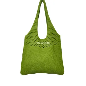 Дизайнерские женские высококачественные повседневные, практические, простые и универсальные вязаные сумки модные вязаные сумки для плеча ретро Большая способность классическая сумочка