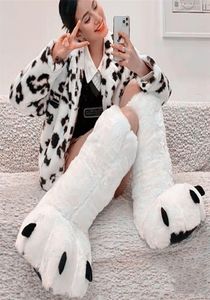 Buty Kreatywny słodki niedźwiedź pazur zimowe kapcie chłopcy dziewczęta domowe ciepłe para buty wewnętrzne kobiety bawełniane slajdy 2210213446271