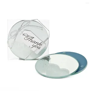 Party Favor 2 Pcs/Set Bride Groom Heart Round Mirror Glass Coster Costers Gift For Wedding Guests Souvenir