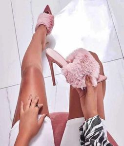 Stazione europea sandali caramelle color lussuoso pelliccia di coniglio sandali talloni alto pantofole straniere commerciale di grandi dimensioni femminile039s scarpe 4147061012