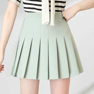 Skirts Pleated tight fitting womens summer gray Faldas high waisted A-line Skort Korean Grn autumn mini skirt G240529