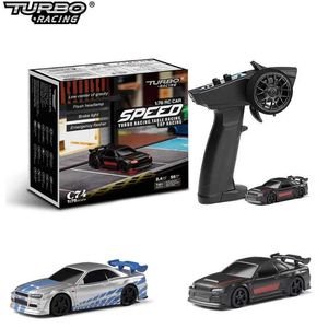 Electric/RC Car Turbo Racing 4CH 2.4GHZ 1 76 C74 RC Sports Car RTR Kit Mini Full Scale Remote Control Toy Suitable for Children and Adults T240604
