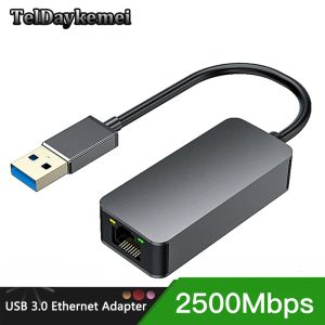Cards 2500Mbps USB 3.0 Ethernet To RJ45 2.5G Wired Adapter TypeC Converter Lan Network Hub For Windows 7/8/10 MAC For PC Laptop