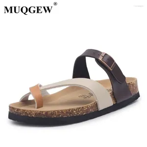 Slippers Flower Print Cork Sandals Men Women Clip Toe Narrow Band Flip Flops Lovers Platform Summer Beach Shoes 35-45