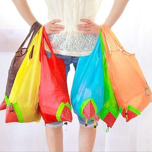 500 pezzi riutilizzabili durevoli eco simpatico borsa da stoccaggio fragola borse borse per la spesa pieghevole borsetta a spalla molti colori