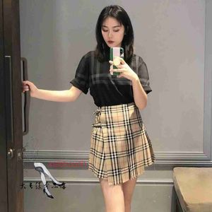 Top Love Brurbbry Trendy All Love Designer New Summer Classic Plaid Casual Classic Plaid plaid plaid spliced ​​High Weist A-Line Group Skirt Mereed Skirt for Women