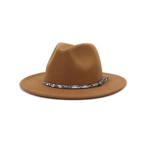 Breda randen hattar hink enkla bälte brittiska kvinnor män vintage ull filt fedora hatt med 7 cm gentleman elegant gangster trilby jazz ca dhmd1