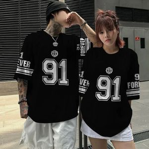Män t-shirt lös par t-shirt mens stereo tryckt stickade kläd mode tees topps casual street hip hop tops 240527