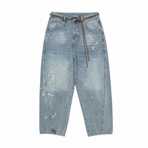 breda ben lackade midjeband jeans män japan streetwear fi lös casual vintage denim baggy jeans byxor manliga byxor x34z#