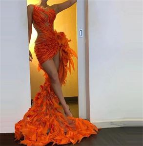 Seksowne wycięte pomarańczowe sukienki balowe ciasne, wysoko niski klejnot szyi z niskim rękawem