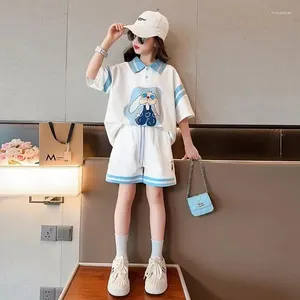 Clothing Sets Children's Polo Half Sleeve T-shirt Top And Shorts Girls Clothes Skirt Set Korean Version Summer Trendy Two-piece