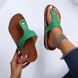 Slippers Summer Casual Soft Cork Women Flip Flops Men Clip Toe Beach Slide Sandals Couple House Outside Shoes Green Black Silver