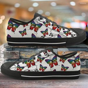 Casual Shoes Personalized Butterfly Design Canvas Animal Pattern Fashion Lightweight Lace-Up Sneakers 3D Printing Ladies Flat