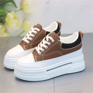 Casual Shoes 8CM Platform Wedge Sneakers Genuine Leather Women Fashion Hidden Heel Spring Autumn Summer Pumps