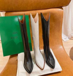 Western Cowboy Boots Vmouth Patentowa wersja skórzana Nowe kobiety039s Wysoka rurka buty do kolan grube pięty 1527898