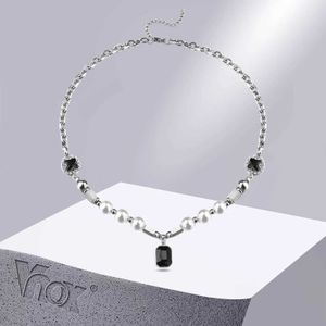 Anhänger Halsketten vnox schwarz geometrische CZ Steinheize Halsketten für Männer Frauen kühle HipHop Simulierte Perle Kette Unisex Kragen Schmuck Y240531ix74