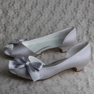 Casual Shoes Wedopus Bow Grey Bride Heel Peep Toe Ladies D'orsay Pumps Big Size