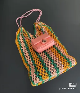 2024 New Product Popular On The Internet, Fashionable And Versatile Woven Rope Square Buckle Design, Single Shoulder Portable Twin Bag, Female Ni A3