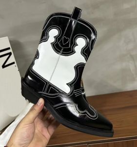 디자이너 신발 럭셔리 여성 서부 레드 로우 샤프트 자수 서부 부츠 패션 아메리칸 부츠 고품질 소 가죽 카우보이 부츠 크기 35-41
