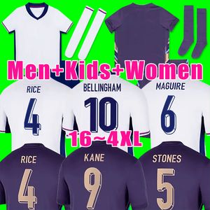 24 25 camicia da calcio in Inghilterra Bellingham Rashford Kane 2024 Euro Cup 24 25 Soccer Jersey National Team Home White Away Kid Kit Kit Women Saka Rice Foden 16-4xl