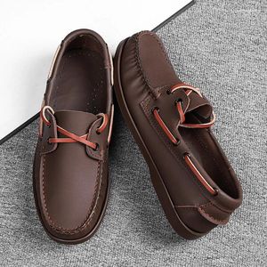 Casual Shoes Mens Leather Handmade Moccasins Rubber Sole Male Loafers Sneakers Leisure Walk Flats Man Driving Footwear