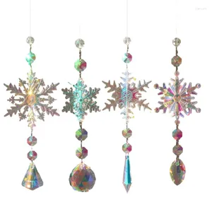 Dekorativa figurer Crystal Suncatchers dekorerade med glittrande diamanthängen droppar prismor snöflinga dekor