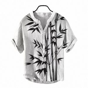 henley Collar Summer Men Casual Short Sleeve ink painting printing T Shirt for Men Polo men High QualityMens T Shirts I5gI#