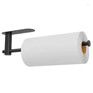 Kitchen Storage Stainless Steel Under Cabinet Self-adhesive Black Toilet Roll Paper Towel Holders Wall Mounted