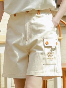 Shorts femininos bolsões de estilo formal japonês de alta cintura de cintura sólida calças soltas soltas verão todas combinam moda simples feminina roupas femininas