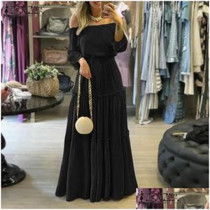 Grundlegende lässige Kleider von Shoder Fashion Vestidos weibliche Schnüre -up -Strandfeiertag Rüste Robe Frauen Bohemian Long Maxi Kleid 5 OT5ak