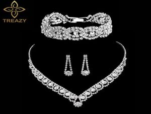 Jóias de jóias de jóias de cristal de cristal de cor de prata para brincos de colar de colar de colar de pulseira Conjunto de jóias de casamento Acessórios de jóias 4171830