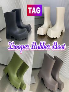 Trooper Rubber Boots Designer Rain Boot Paris Män kvinnor Skor grovt tandsula Vattentäta regnbotar Fashion Ankle Booies Sneak1792776