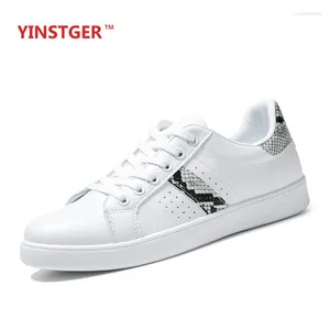 Casual Shoes YINSTGER Women's White Summer Sneakers Lady Fashion Style Rubber Sole Breathable Snake Print Sport