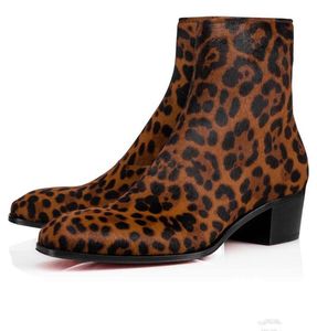 Jesień/zima dżentelmena mody Mężczyźni kostki S Ziggissimo Leopard Print Pony Włosy Kubańczycy But Silhouette Męskie buty EU38-461317974