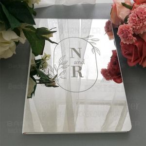 Party Supplies Wedding Guest Book Custom Mirror White Guestbook Gifts For Guests Books Details Personalized Names Date G068
