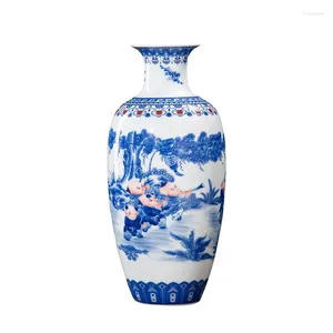 Wazony jingdezhen ceramika niebieska biała lscape Wazon wazon antyczna porcelanowa szafka na winiarnię jaja ornament tradycyjny wystrój