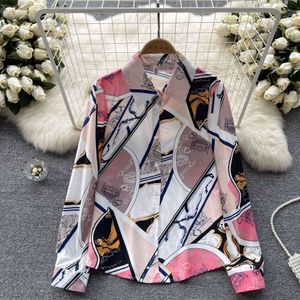 Wind ins printed shirt for women in spring and autumn new temperament long sleeved design sense niche fashion and trendy top