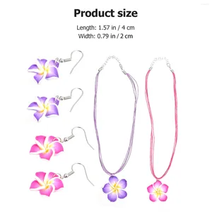 Halskette Ohrringe Set Hawaii Thema Schmuck Frangipani Plumeria Blumenperlen Charme machen Ohrring -Anhänger Accessoires