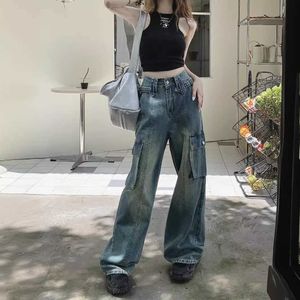 American style workwear straight leg jeans for women chubby mm oversized slimming loose fitting high waisted slimming wide leg floor length pants