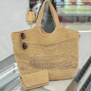 ICare Maxi Tote Bag Designer Torba Kobiety Luksusowa torebka Raffias ręcznie haftowana słomka torba wysokiej jakości plażowa torba na plażę Torba na zakupy torby na ramię torebka torebka